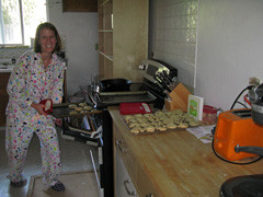 Our Make-Shift Kitchen, Awesome Oven and my PJs